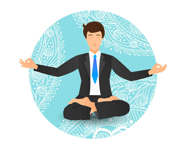 Vector illustration of businessman sitting in lotus pose.  - Vector, Image