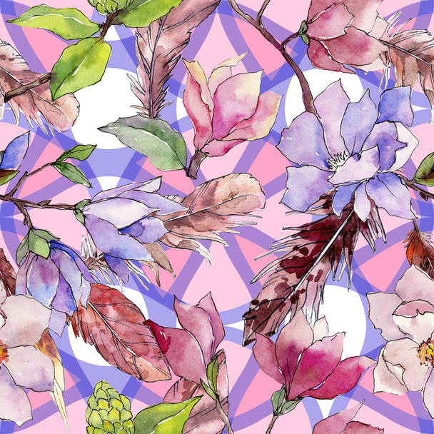 Magnolienblütenmuster in einem Aquarell-Stil. - Foto, Bild