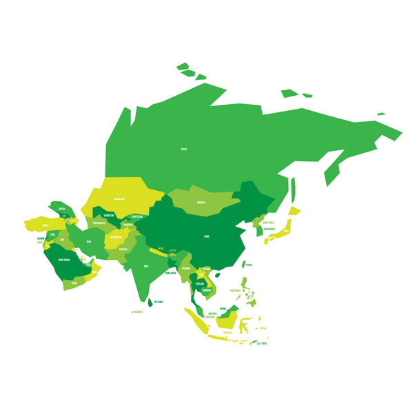 Nagyon egyszerűsített vektor infografikai politikai térképe Ázsia - Vektor, kép