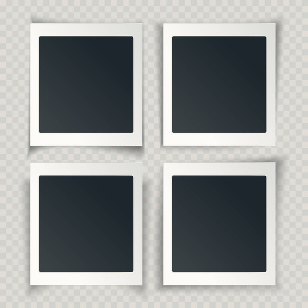 Blank photo frames with different shadows on the grunge transpar - Vector, Image
