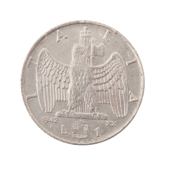 白い背景でビンテージ金属コイン - 写真・画像