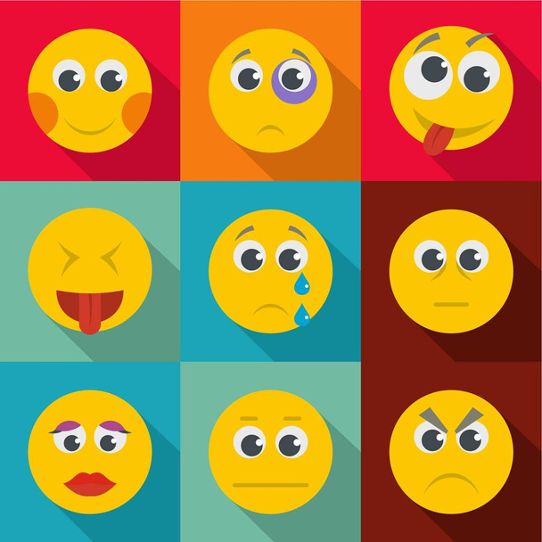 Emotional instability icons set, flat style - Vector, Imagen