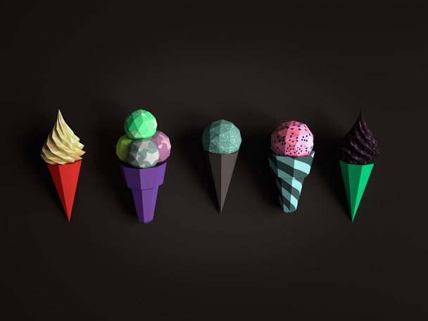 Ice cream from cardboard on papper background. Cartoon food prod - Foto, afbeelding