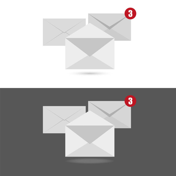 White envelopes letter with counter notification, concept of incoming email - Vetor, Imagem