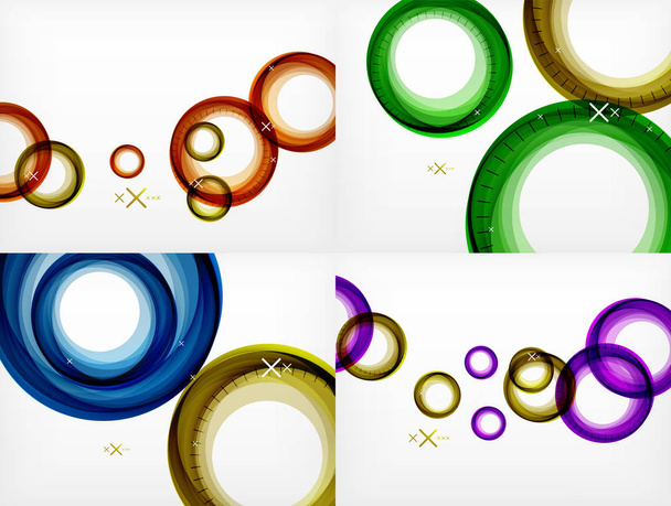 Sada létající abstraktní kruhy kulisy, vektorové geometrické pozadí, barevné vzduchové bubliny, nápis šablony, firmy nebo technologie prezentace pozadí nebo prvky - Vektor, obrázek