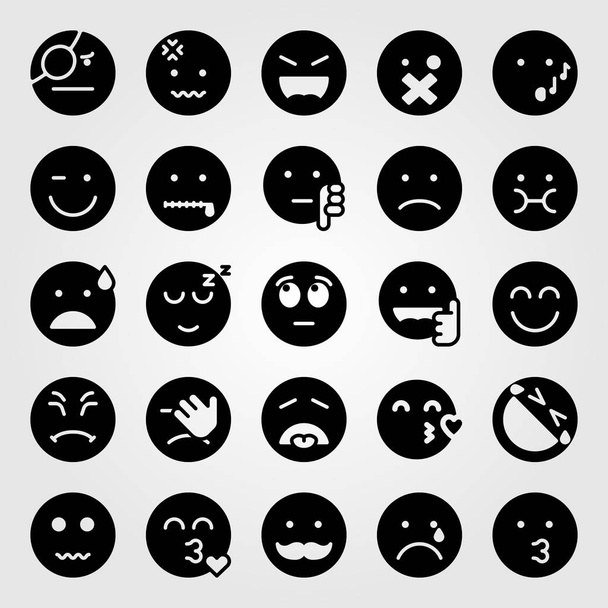 Conjunto de ícones vetoriais de emoções. nervoso, doente, murchar e piscar de olhos
 - Vetor, Imagem
