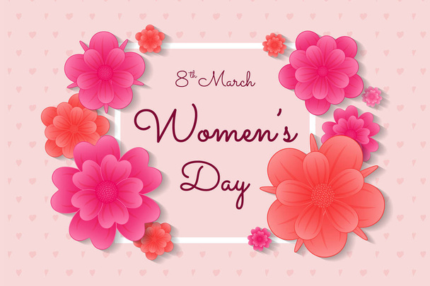 Women's Day - postcard with flowers and wishes. Vector. - Wektor, obraz