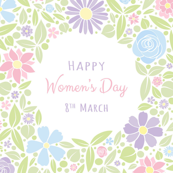 Women's Day - vintage card with hand drawn flowers. Vector. - Вектор, зображення