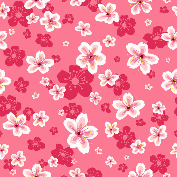 Cherry Blossoms Wallpaper Seamless Pattern Background - Fotoğraf, Görsel
