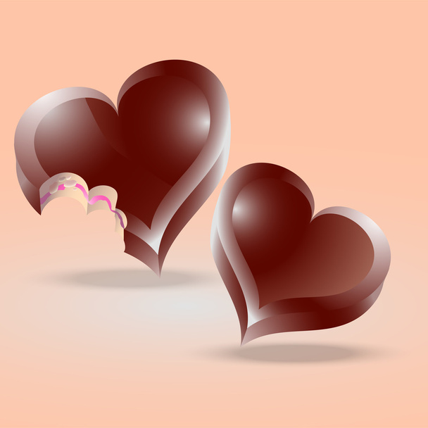 Heart shaped chocolate cakes. Vector illustration. - Vector, Image