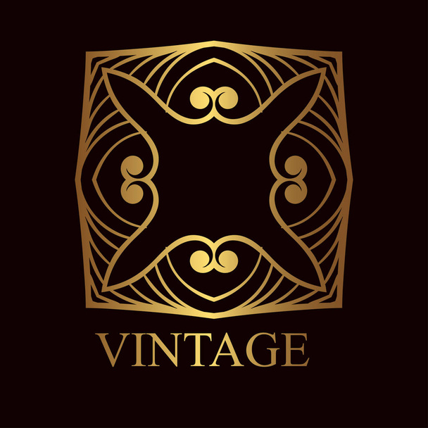 Vintage διακοσμητικό χρυσό λογότυπο προτύπου με το κείμενο. Εικονογράφηση διάνυσμα - Διάνυσμα, εικόνα