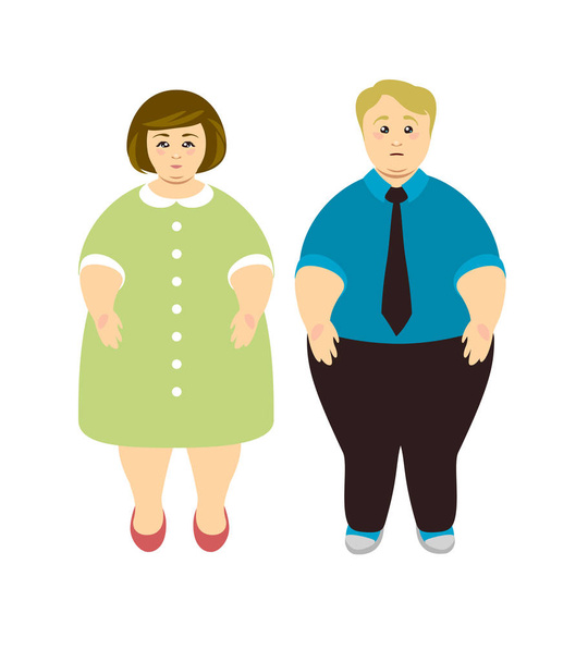 Obézní muž a žena. Vektor  - Vektor, obrázek