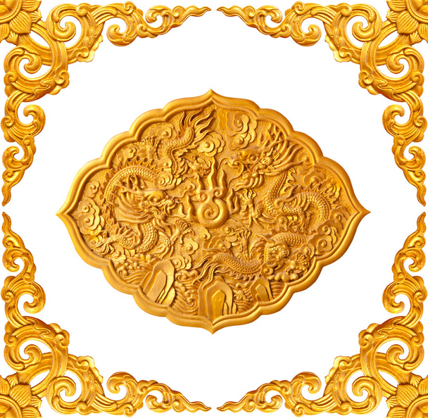 golden frame and dragon carve - Photo, Image