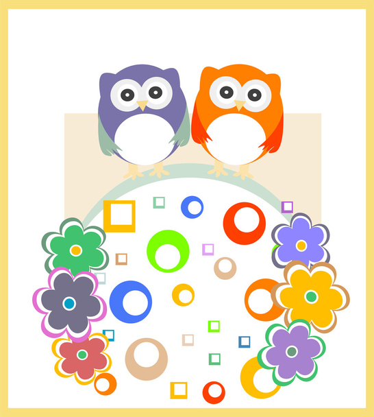 Owl baby family invitation card for baby boy - Фото, изображение