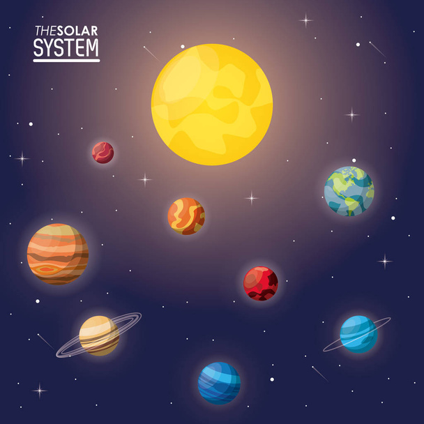 Buntes Plakat des Sonnensystems - Vektor, Bild