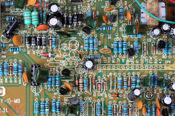Fechar a placa de circuito eletrônico com processador - Foto, Imagem