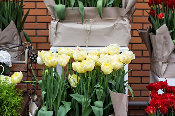 Viele Tulpen bei einer Blumenausstellung. - Foto, Bild