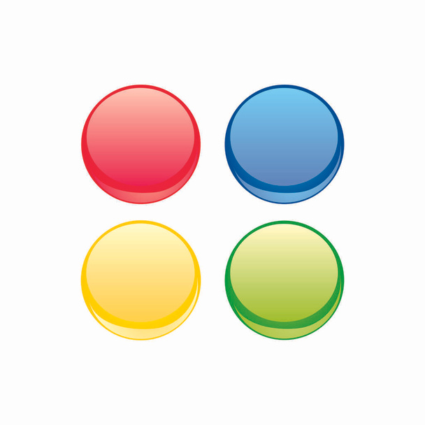 カラフルな web ボタン ベクトルを設定します。白い背景で隔離の赤、青、黄色、緑のネオン デザイン要素. - ベクター画像
