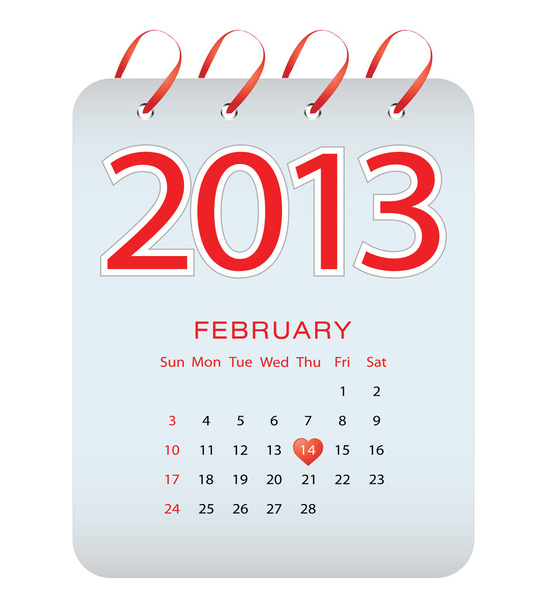 Vector calendar - february 2013 - Wektor, obraz