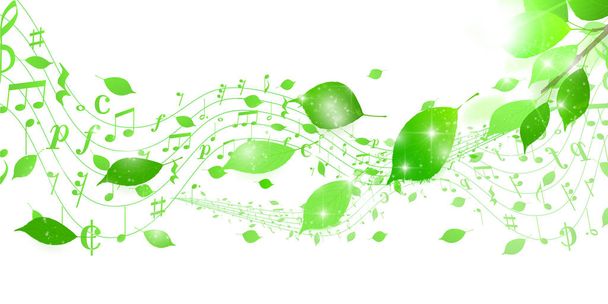 Fresh green leaf note background - Διάνυσμα, εικόνα