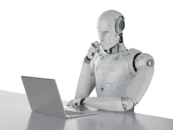 robot working on laptop - Photo, Image