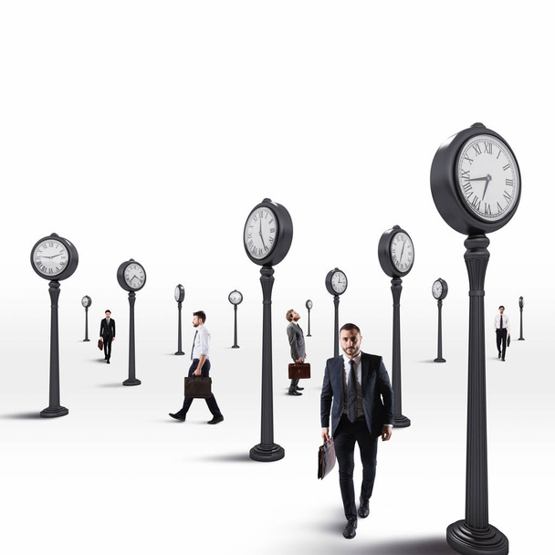 Geschäftsleute haben immer ein Auge auf die Uhr. 3D-Darstellung - Foto, Bild