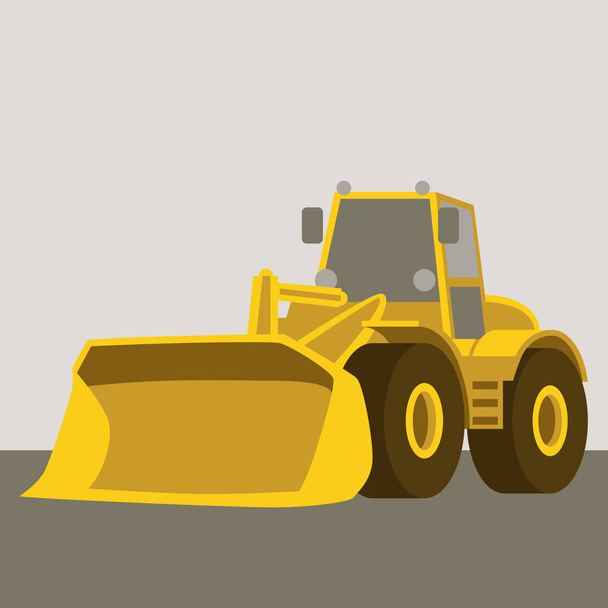 wheel bulldozer yellow  vector illustration flat style  - Vector, Image