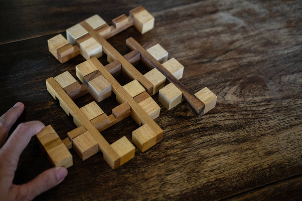 dřevěný blok puzzle hra. Koncepce vzdělávání & volného času. růst, suc - Fotografie, Obrázek