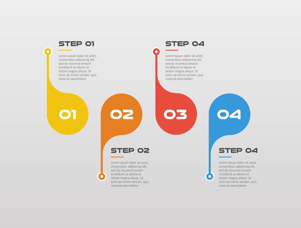 Horizontal Steps timeline infographics circle - can illustrate a strategy, workflow or team work, vector flat color - Vektor, Bild