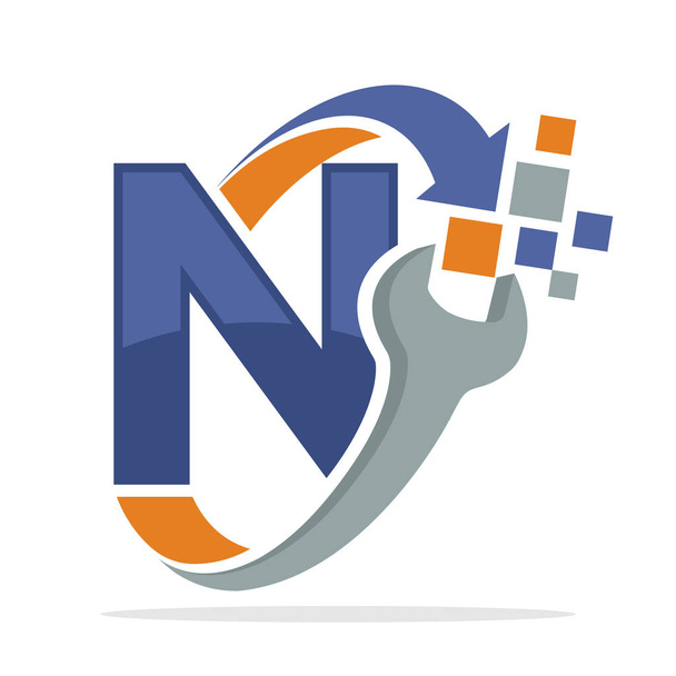 ikona logo dla firmy naprawy z kombinacji litera N - Wektor, obraz