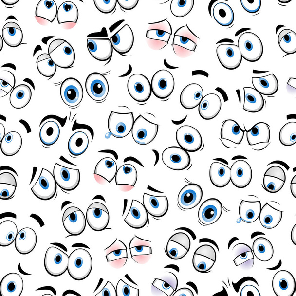 Cartoon eyes emoji smiles vector seamless pattern - Vector, Image