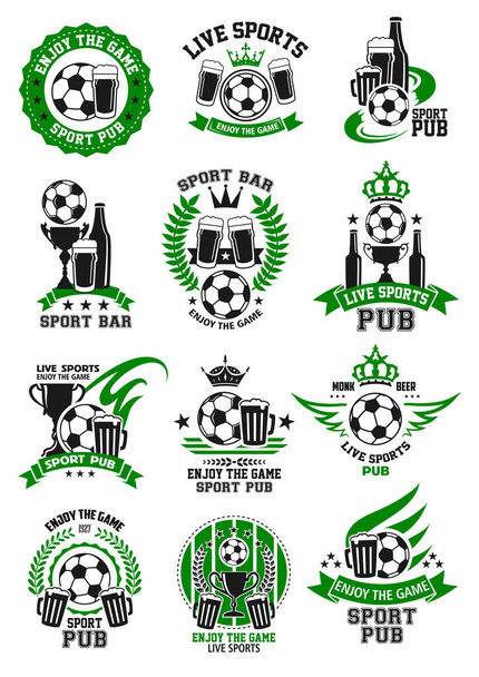 Vektor Fußball Sport Bar Fußball Pub Ikonen gesetzt - Vektor, Bild