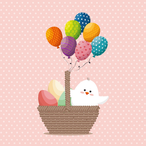 small chick happy easter card - Vector, Image