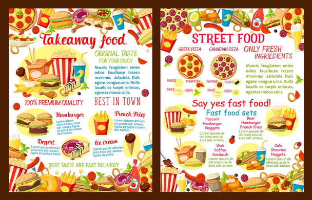 Vector takeaway street food restaurant poster - Vector, Image