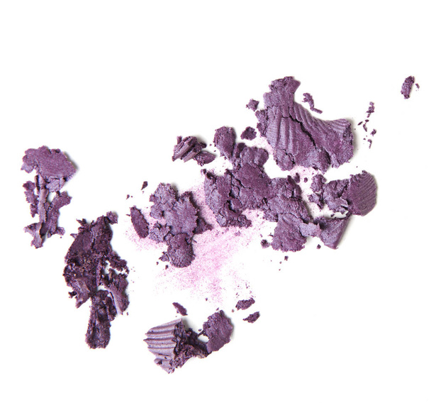 scattered violet eyeshadow isolated on white background - Photo, Image