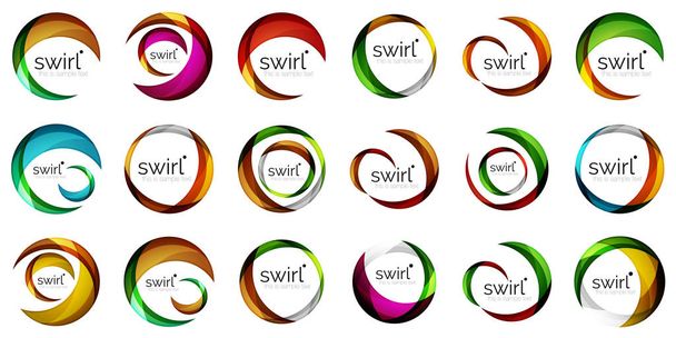 Set di layout web cerchio - techno forme rotonde digitali - banner web, pulsanti o icone con testo. Disegni cerchio astratto lucido turbinio colore, hi-tech simbolo futuristico, anelli
 - Vettoriali, immagini