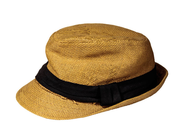 Cappello giallo paglierino isolato su fondo bianco
 - Foto, immagini