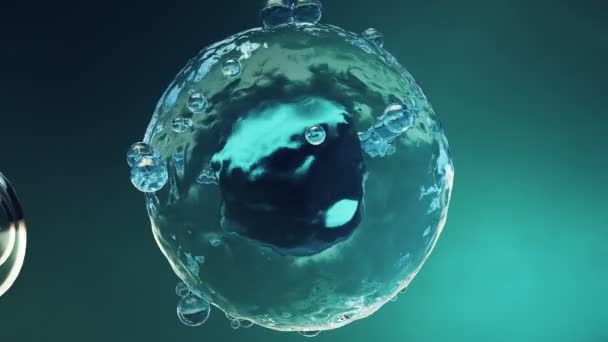 künstliche Befruchtung in einem wissenschaftlichen Labor unter dem Nahsicht-Mikroskop. Befruchtung einer Eizelle, Eizelle, Eizelle. Konzept Ursprung eines neuen Organismus, Leben. 4k 3D Animation - Filmmaterial, Video