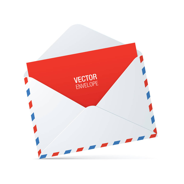 Векторный конверт с красными и синими штрихами
. - Вектор,изображение