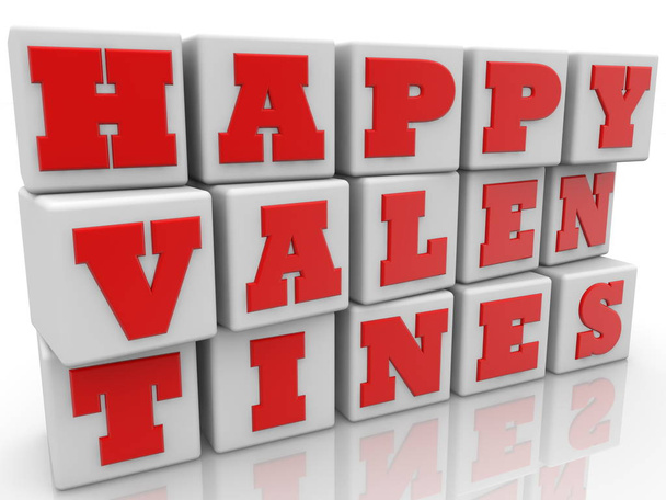 White cubes with Happy Valentines concept.3d illustration - Photo, Image
