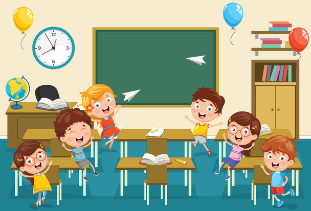 Vector Illustration Of Kids Classroom - Vector, Image