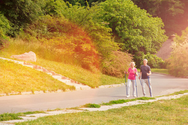Optimistic couple having splendid walk together - Фото, зображення