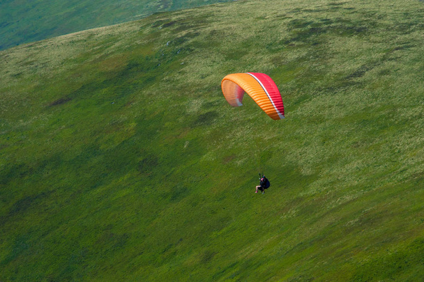 Paragliding in the Carpathians in the summer.  - Photo, Image