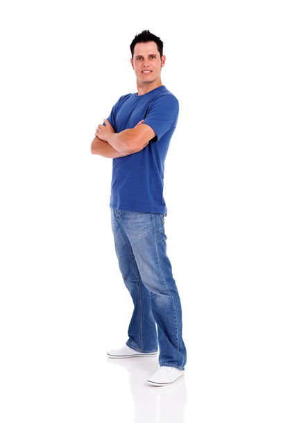 Casual young man full length isolated on white - Fotoğraf, Görsel