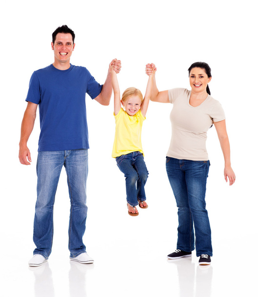 Happy family playing on white background - Foto, imagen