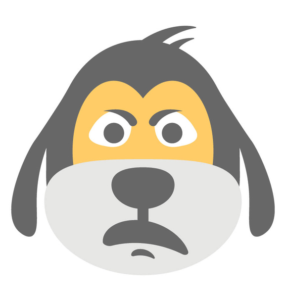 A dog face smiley expressing being annoyed  - Vector, afbeelding
