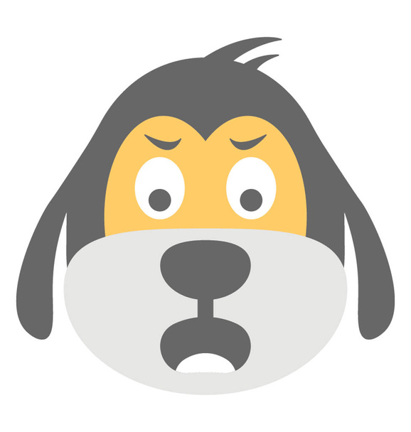 A dog face smiley expressing being surprised - Vector, afbeelding