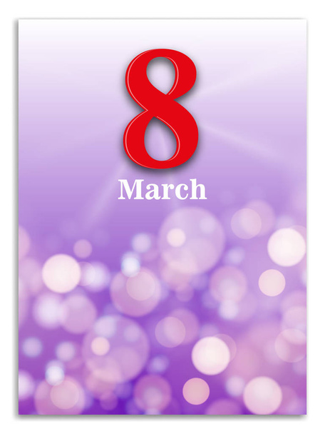 8 March. International Womens Day. 8 March on blurred background - Vector, Image