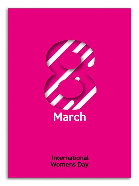 8. März, internationaler Frauentag. Papierausschnitt Nummer acht. Origami-Postkarte. Feminismus-Konzept. Dekoration am 8. März - Vektor, Bild