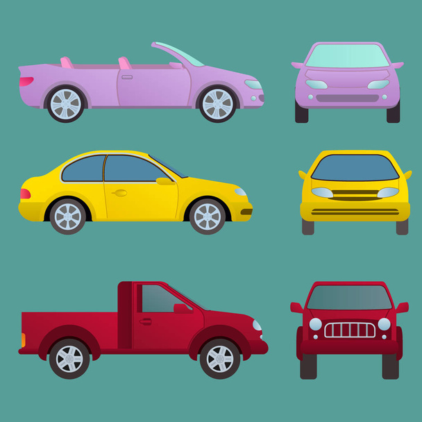 Car auto vehicle transport type design travel race model technology style and generic automobile contemporary kid toy flat vector illustration. - Vector, Image